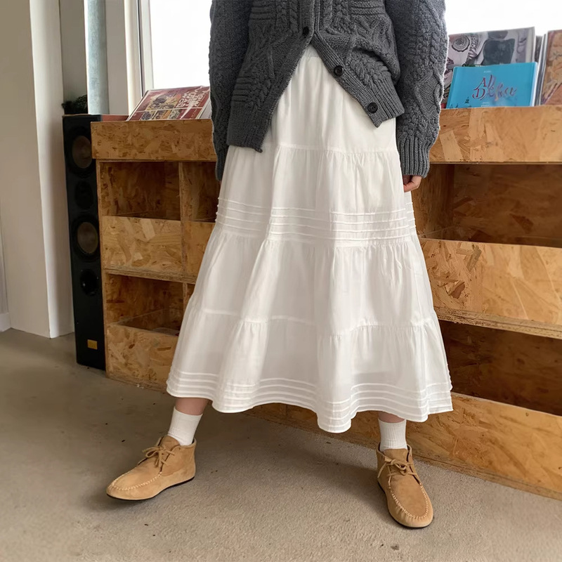 White Half-Skirt for Women, Suitable for Spring, Autumn, and Summer, Petite French-Style Tiered Skirt, High-Waisted A-Line Umbrella Skirt, Mid-Length Half-Skirt White Half-Skirt for Women, Suitable for Spring, Autumn, and Summer, Petite French-Style Tiered Skirt, High-Waisted A-Line Umbrella Skirt, Mid-Length Half-Skirt