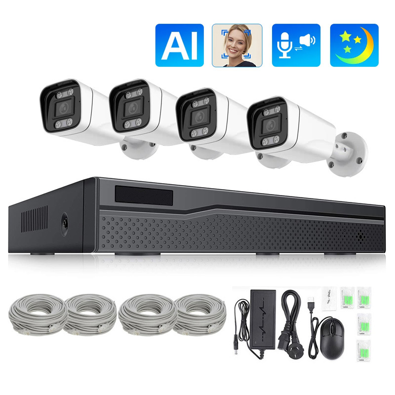 A todo color de visión nocturna con audio POE red Cable Alimentación traje vigilancia CCTV NVR HD Cámara al por mayor