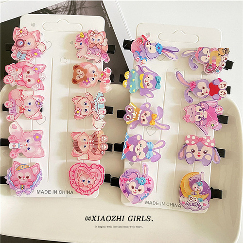 10-piece set of acrylic children's hair clips cartoon cute Lina Bell hair clip side clip girls bangs clip hair accessories