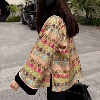 老钱风高级感气质新中式国风禅意唐装印花盘扣外套女2026秋款