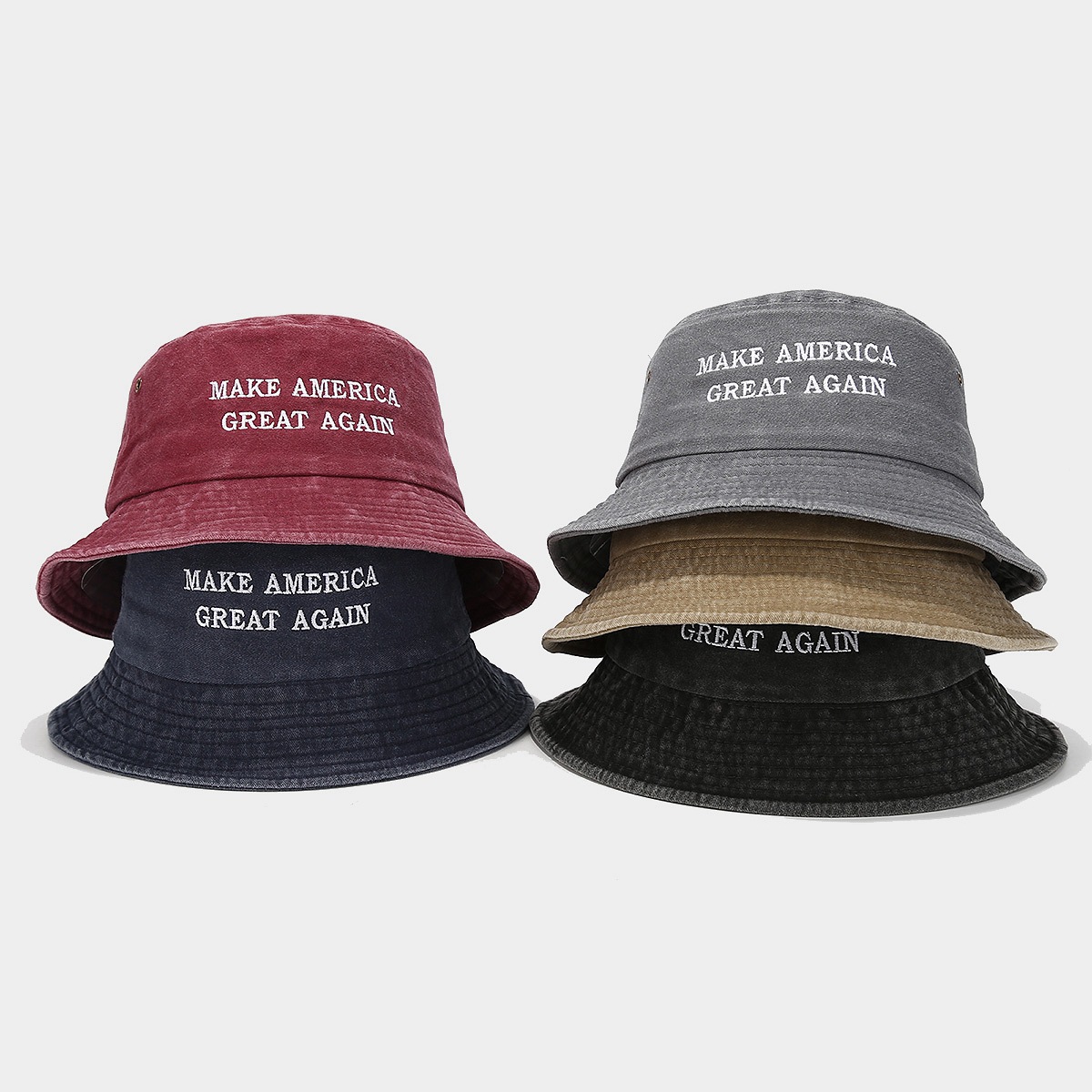 Hombres y mujeres americanos vintage pescador sombrero Amazon venta caliente alfabeto inglés lavado bordado sombrero de bañera sombrero de sol al aire libre