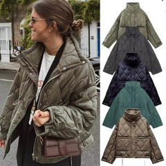 卸売越境貿易春秋婦人服スタンドカラーコットンジャケットルーズスリムショートコートジャケット女性用防寒