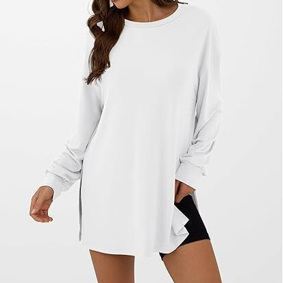 Amazon European and American Clothing 2025 Autumn Women's Long Sleeve T-Shirt Oversized Sports Top Fitness Shirt Basic T-Shirt