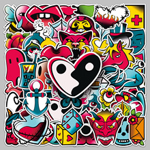 50张跨境原创哥特风涂鸦炫酷车身贴防水装饰笔记本水杯手机壳贴纸