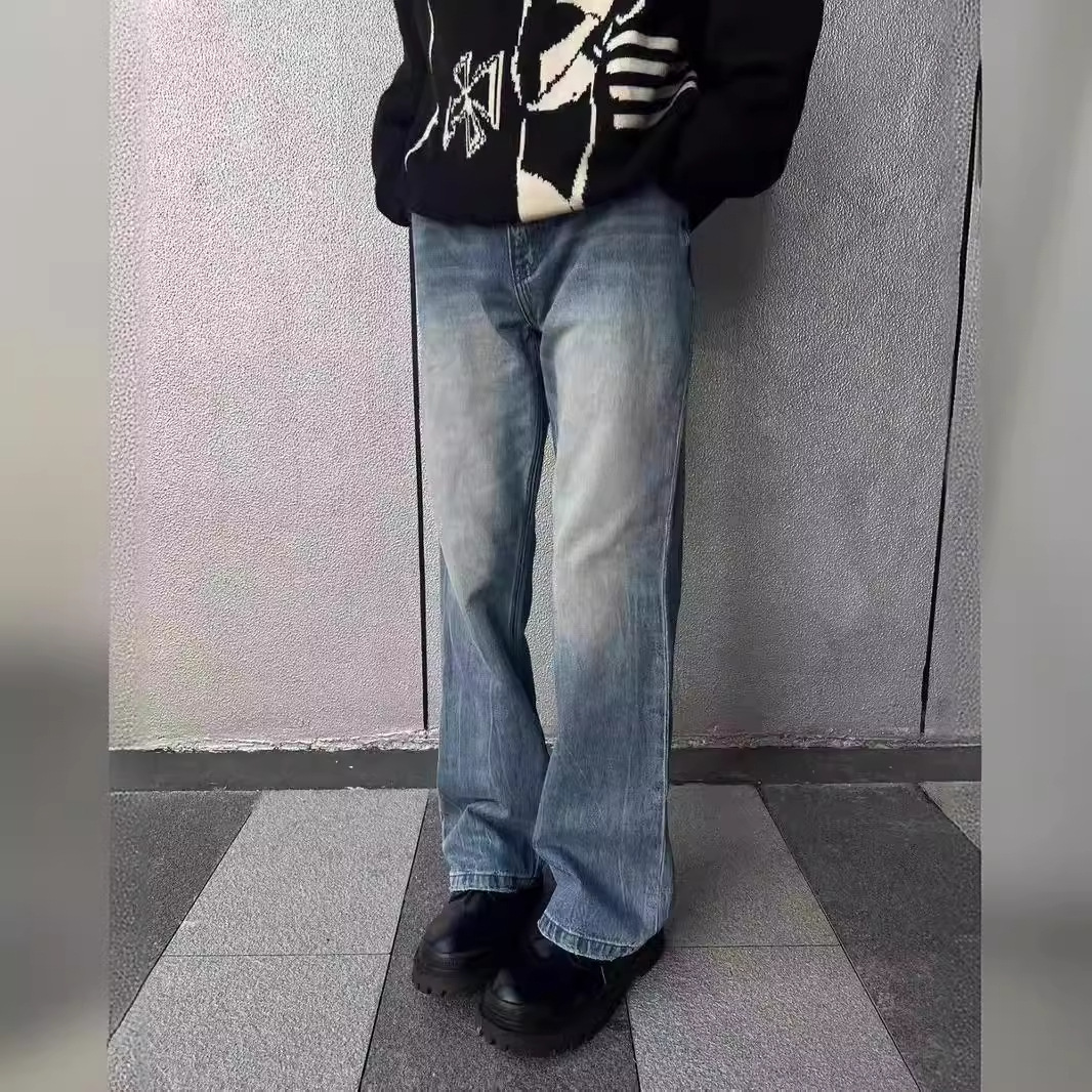 2025 Spring Summer New Loose Straight Jeans Men Elastic Lycra Fabric Denim Trousers Plus Size Casual Pants Male Fashion Clothing_mkmklike.com