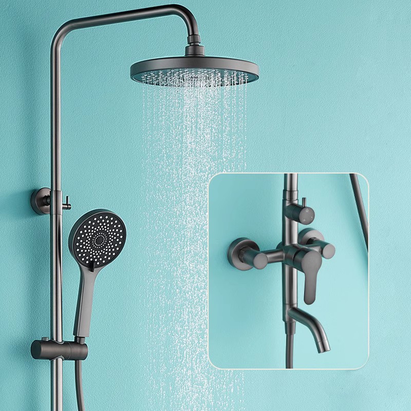 304 acero inoxidable negro ducha set cuatro funciones presurizado baño frío y caliente multifuncional triple ducha