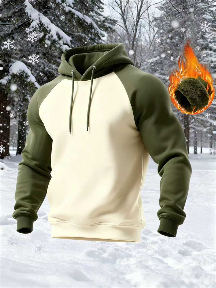 Herren Hoodie Mit Fleecefutter Und Farbblock Design Winter_voghion.com