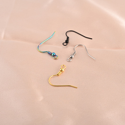 Factory direct sales of stainless steel electroplated DIY earring accessories, multi-color beads, curved wire, earrings, ear hooks and earring accessories