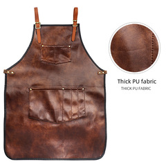 barber美式時尚真皮圍裙防水防發潮牌工作服油頭髮型師理髮美發服