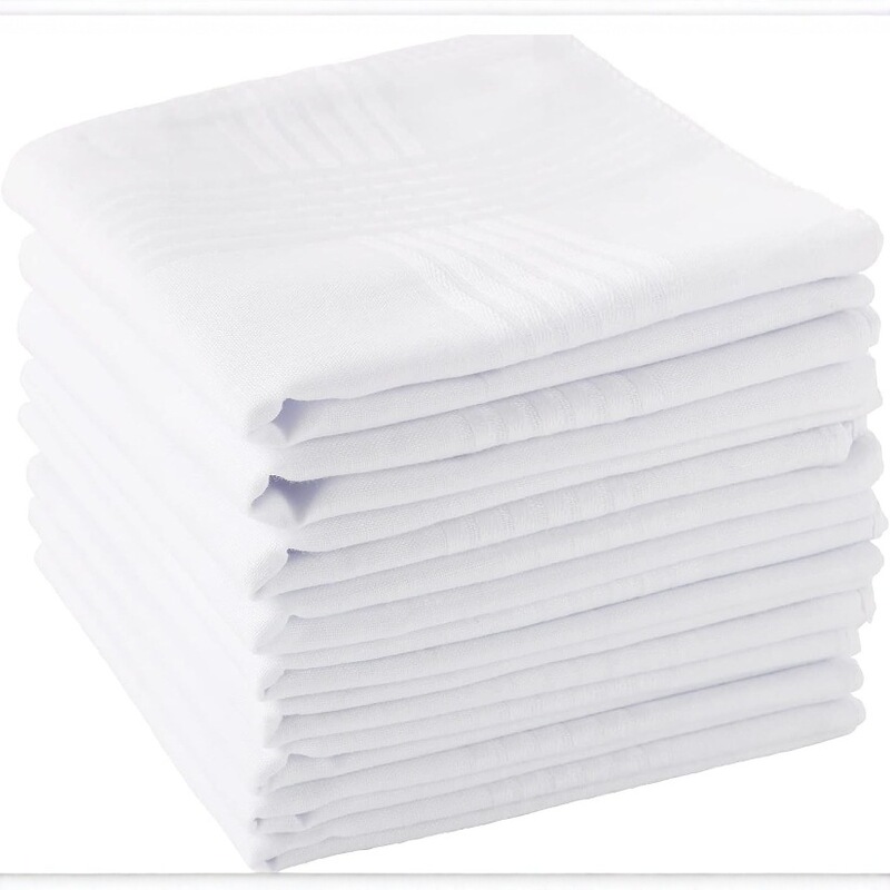 Men's Cotton Handkerchief Soft Turkish White Cotton Men's Handkerchief White Classic Reusable Pocket Handkerchief