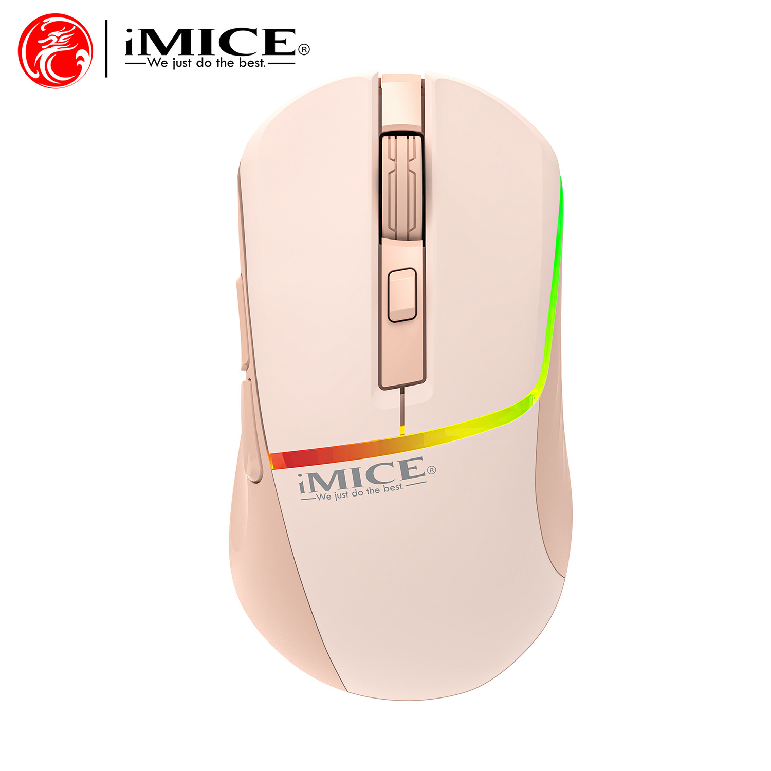 IMICE marca GW-X7 silencioso inalámbrico TPC recargable Bluetooth modo dual 7 teclas luminoso 2,4G ratón para juegos