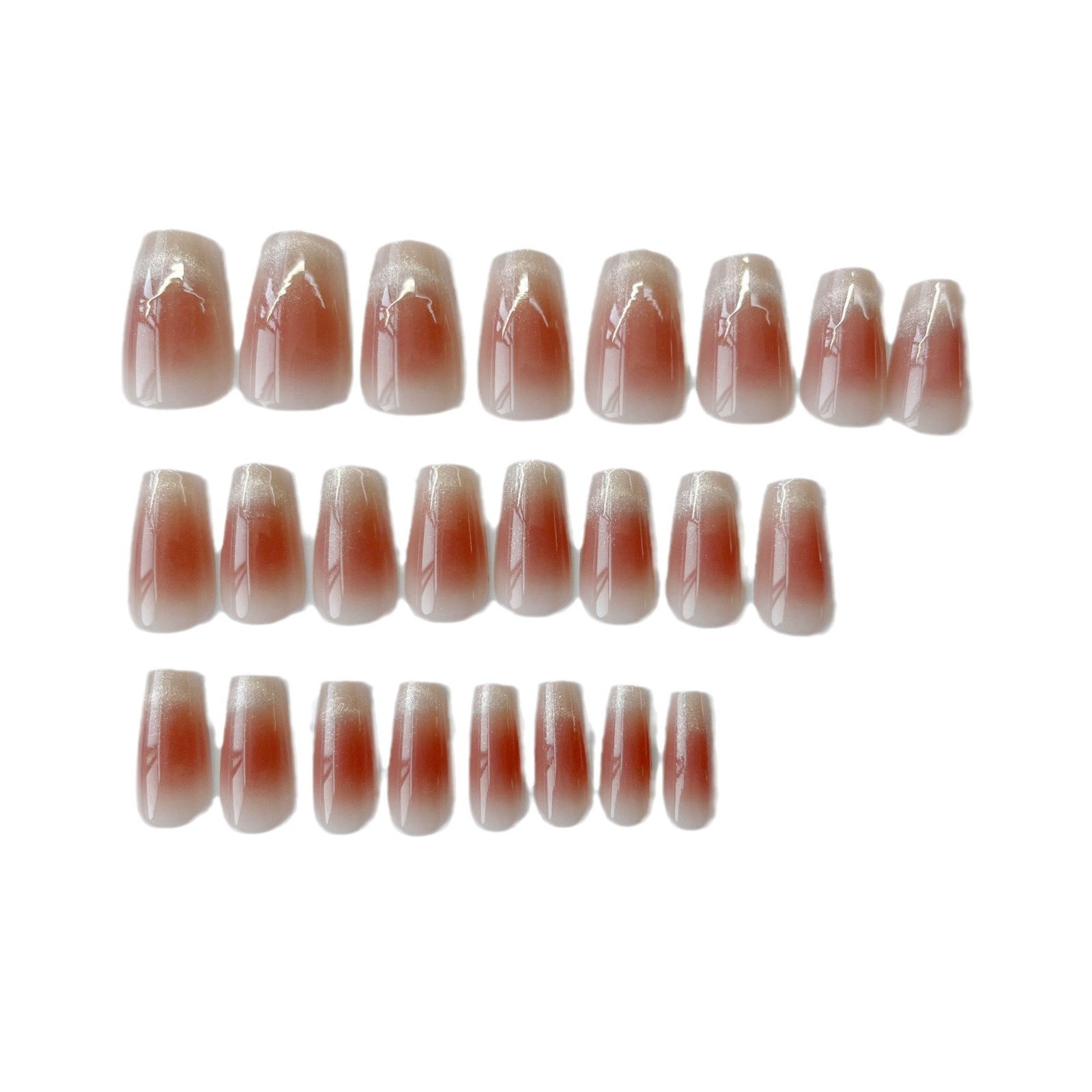 Use manicura blanco hecho a mano ojo de gato francés degradado blanco hielo desmontable manicura transparente parche terminado