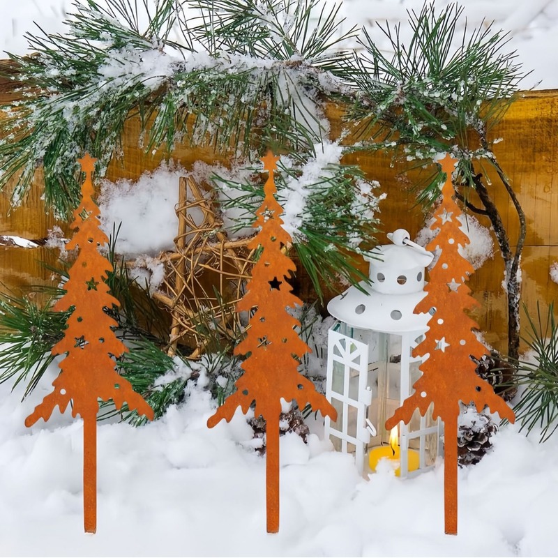 クリスマスデコレーション、錆びたトナカイのクリスマスツリー、屋外ガーデン用金属製鉄工芸品、飾り物|undefined