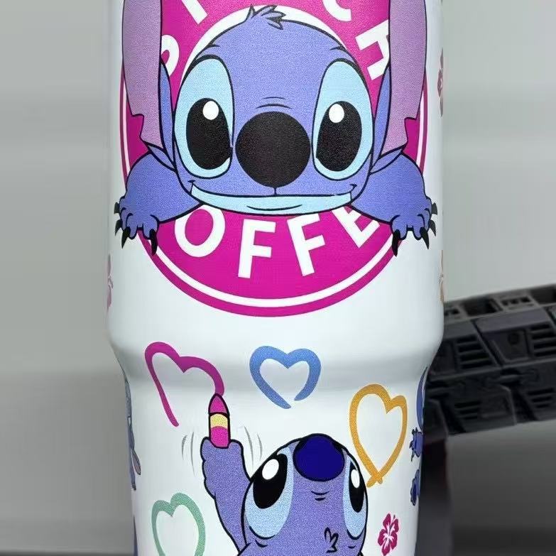 Estilo explosivo Stitch patrón de dibujos animados Ice Ba taza 30oz para coche taza de vacío de acero inoxidable 304