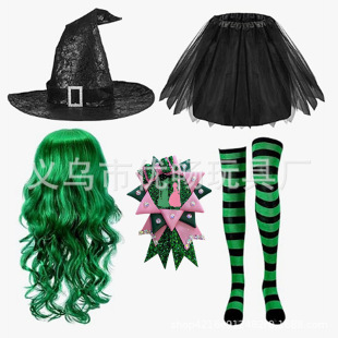 Cross-Border Popular Magic Bad Witch Accessories Mickey Headband Female Witch Hat Wig Tutu Skirt Badge Hairpin Bracelet