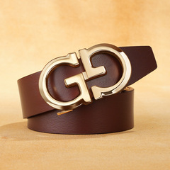 Vintage Belt for Men, Genuine Leather Belt with No Liner and Automatic Buckle, Top-Grade Cowhide Waistband