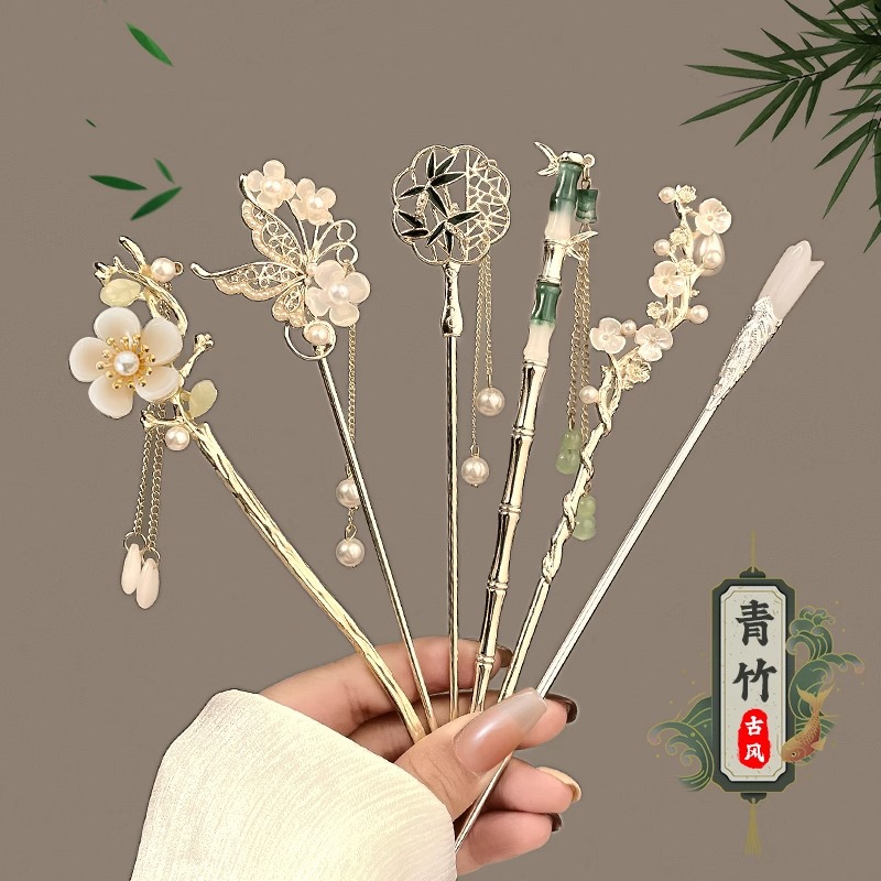 Flores de bordilla de cabello para mujeres nuevas chinas de alto nivel nicho antiguo estilo de cabello bandeja de cabello clip de madera ropa china cheongsam adornamiento para el cabello