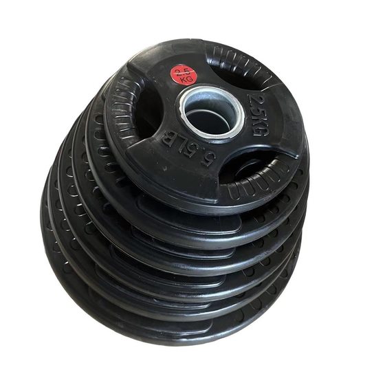 W7B Barbell Tablet Three-hole Dumbbell Tablet Single-piece Rubber-coated College Dormitory Rubber Austrian Rod Weightlifting Tablet Home Fitness