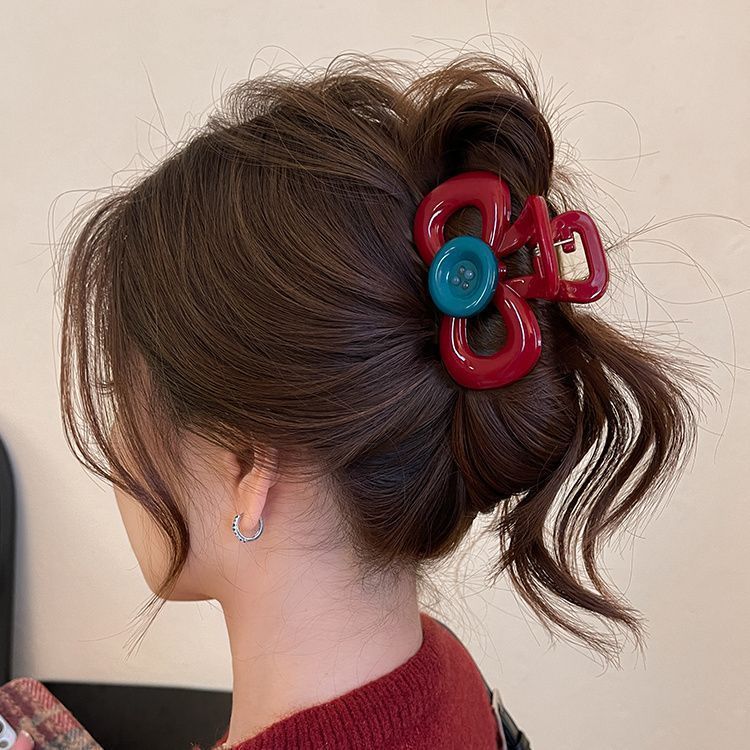 3#빨간색 단추 클립 7cm