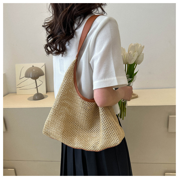 Fashion Rattan Women Shoulder Bag - White