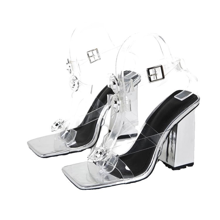 Women's Streetwear Solid Color Square Toe Open Toe Ankle Strap Sandals display picture 10