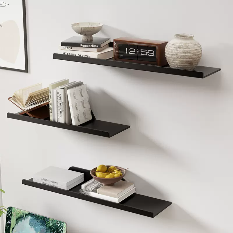 墙上置物架免打孔壁挂太空铝简约一字隔板装饰墙面展示书架收纳架