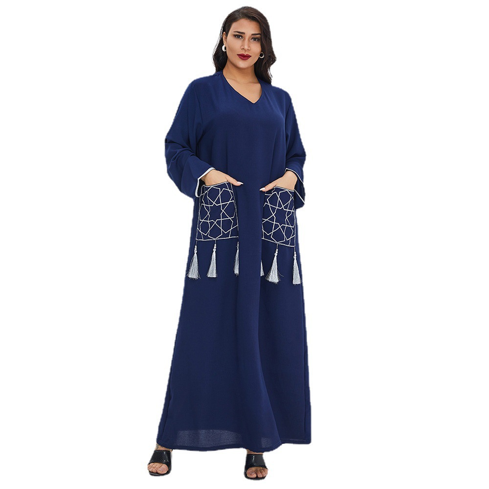 Cross-border Plus-size Women's Abaya Dresses, Middle Eastern Dubai Robes, Home Sleepwear Long Dresses_ecoleips.com