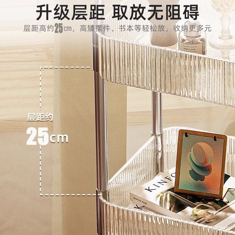 PET高颜值透明亚克力美容院收纳车家用客厅多层可移动零食小推车|undefined
