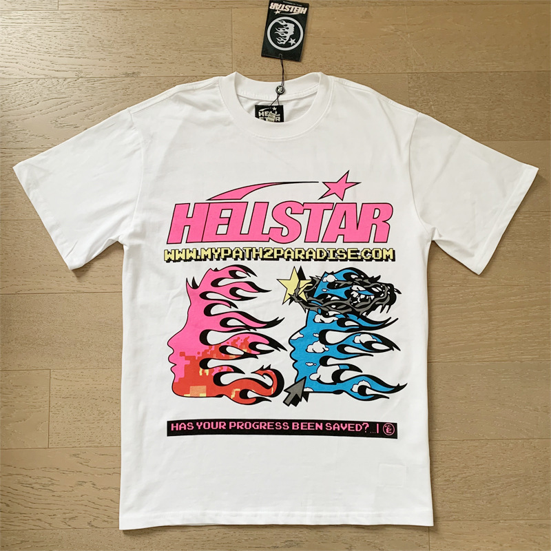 美潮地獄の星insと同じレトロなプリント上着男女のカジュアルなファッション綿の水洗い半袖tシャツ|undefined