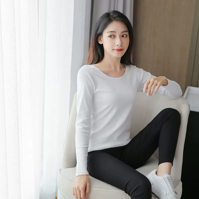 黑色打底衫女莫代尔长袖薄款紧身T恤2025春季内搭秋装秋衣上衣