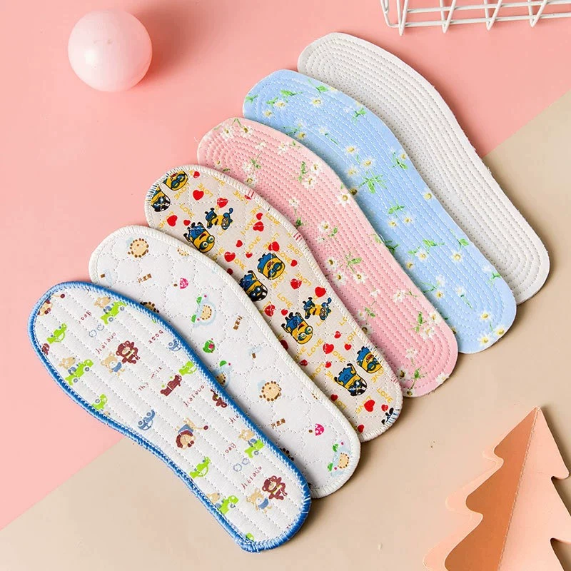 Детские стельки дети милые стельки против запаха всасывающий пот дышащий мальчик девочка ребенок четыре сезона универсальная хлопчатобумажная стелька