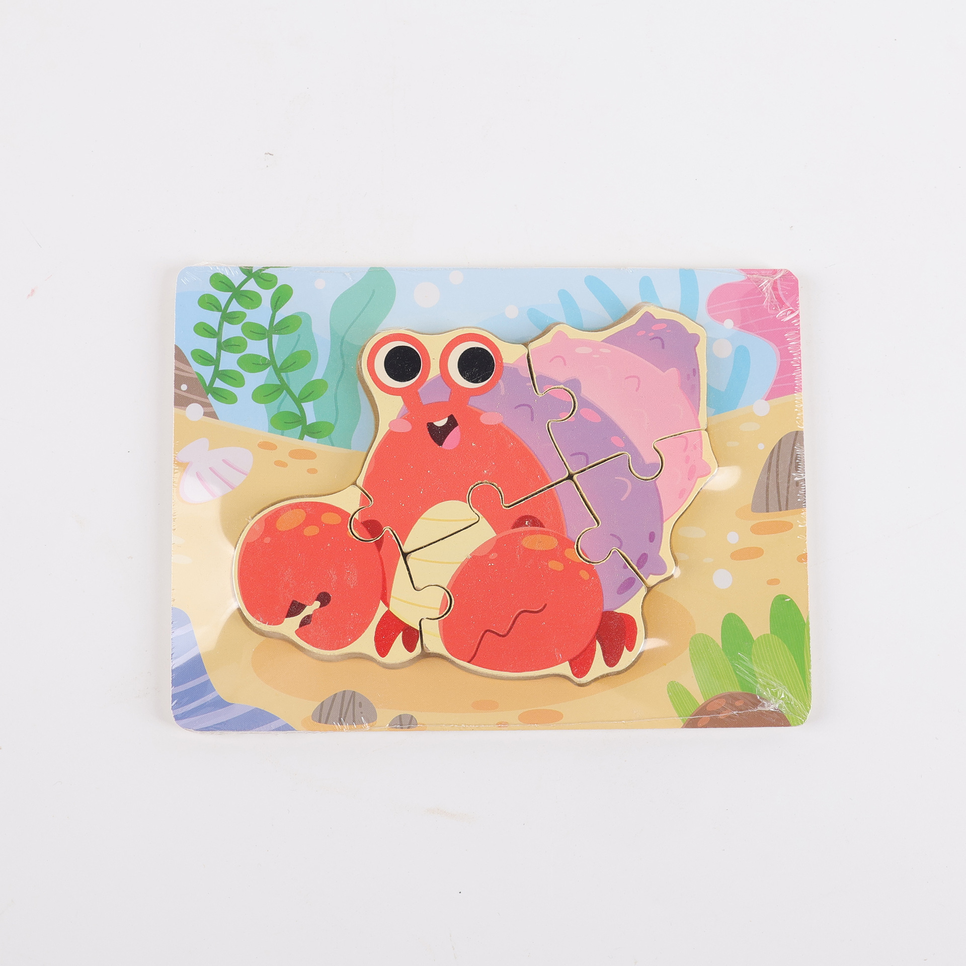 Puzzle de madera plano pequeño puzzle infantil juguetes de dibujos animados animales de tráfico cognitivo bloque al por mayor