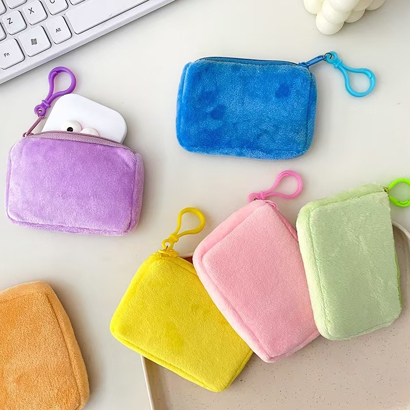 Solid Color Square Coin Purse Candy Color Stuffed Small School Bag Backpack Headphone Bag Casual Cute Coin Bag Backpack