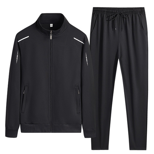 Sportswear suit men's spring and autumn large size stand-up collar sweatshirt running trousers new jacket trendy casual two-piece set