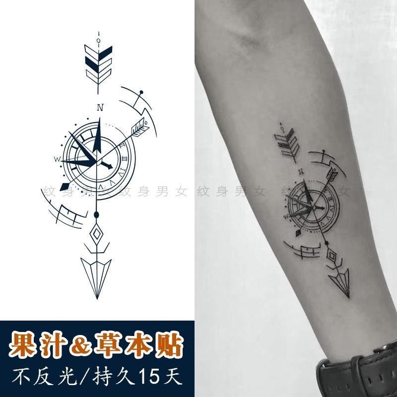 Herbal Tattoo Stickers Waterproof and Long-Lasting Men's Juice Small Arm Arrow Compass Inner Paper
