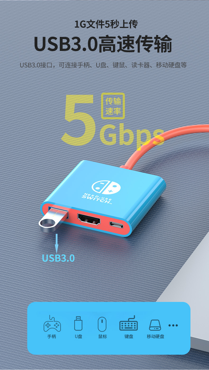 Cross-border switch2 portable screen projection device OLED console converter docking station HDMI 4K 60Hz connection base