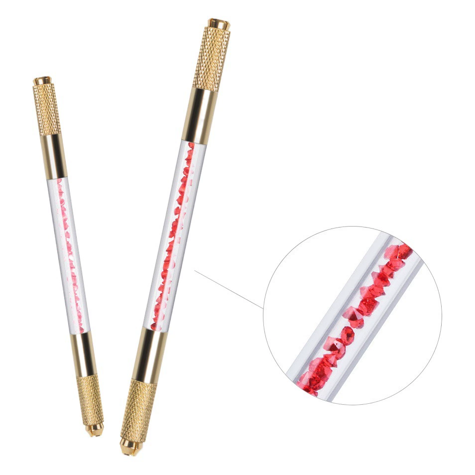 Фабрика прямых продаж золотая двухголовая хрустальная вышивальная ручка для татуировки № 4 многофункциональная ручка для татуировки