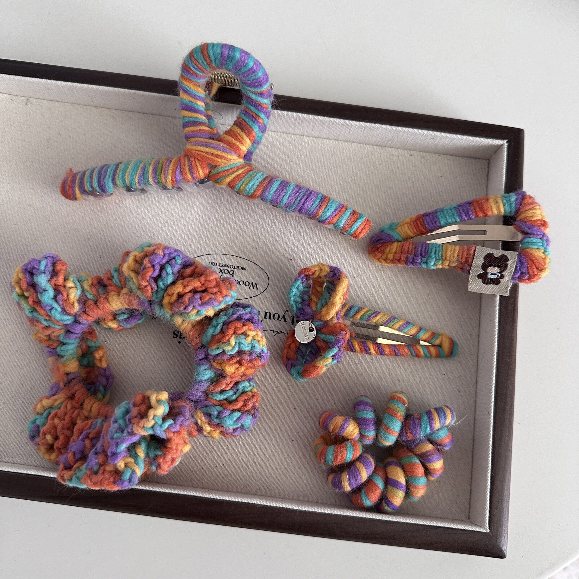 Niedliche Haarnadel-Clip aus gewebter Wolle in Regenbogenfarben, vielseitig einsetzbar, BB-Clip, Haarnadel, Haifisch-Clip, Haar-Accessoires, Seitenclip, Kopfschmuck_voghion.com