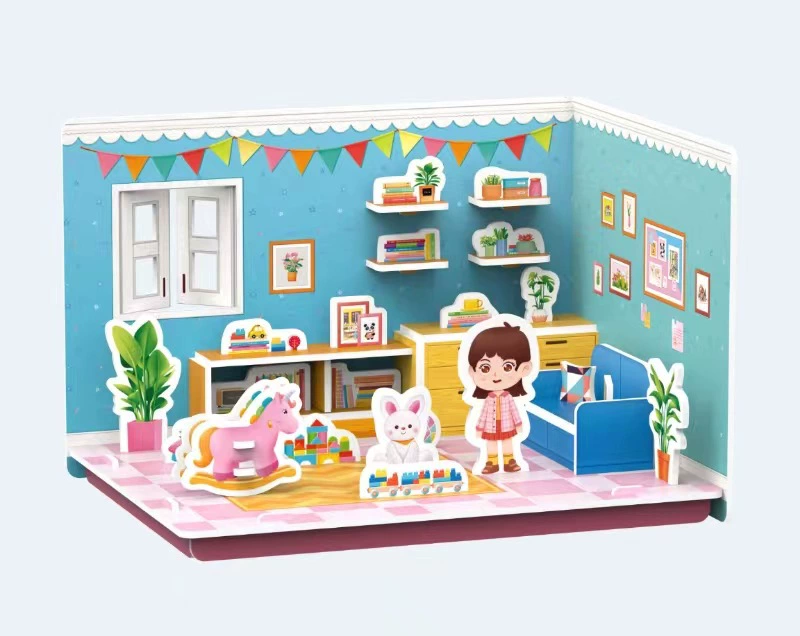 Three dimensional brainteaser, toy, house, interactive constructor, DIY, in 3d format, family style, Birthday gift