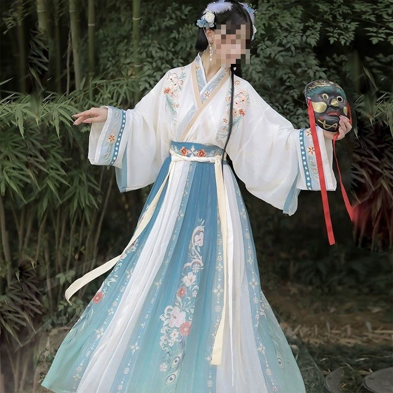 2024 Женская юбка Jin Dynasty Hanfu в китайском стиле с принтом династии Тан длиной до талии, повседневный древний костюм.
