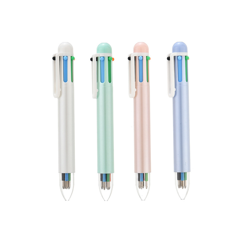 Papelería de oficina de alto valor de color 6 bolígrafos personalizados imprimibles LOGO publicidad multicolor 6 bolígrafos al por mayor