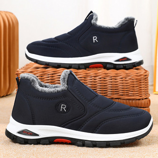 Men's Winter New Cotton Shoes with Velvet and Thickeneding to Keep the Elderly Warm, Couples' One-Legged Old Beijing Cotton Boots Wholesale