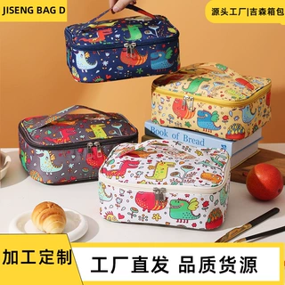 萌趣卡通恐龙方形保温包可爱午餐收纳保温包便携手提餐包可定制