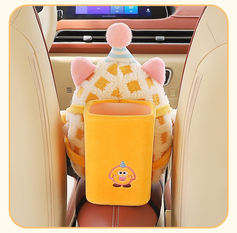 Creative Car Trash Can, Cute Little Monster, Multifunctional Car Storage and Hygiene Bin, Cartoon Car Tissue Box