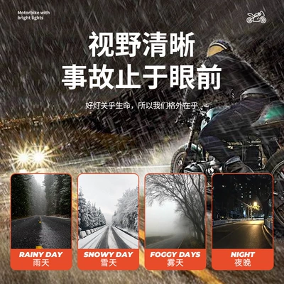 Motorcycle headlights, headlights featuring built-in “devil eyes” and designed