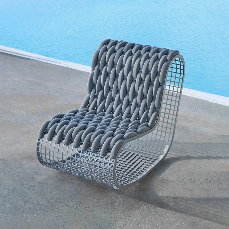 Conjunto de sofás para exteriores para balcón de villa, terraza de jardín resistente al sol, sofá creativo de ratán de aleación de aluminio con diseño hueco. image 5