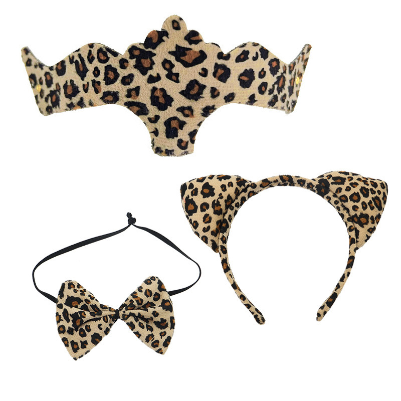 Ventas transfronterizas calientes gafas de leopardo media cara máscara de baile de leopardo gato orejas de cabello bandas de ojos decoración props de fiesta TK