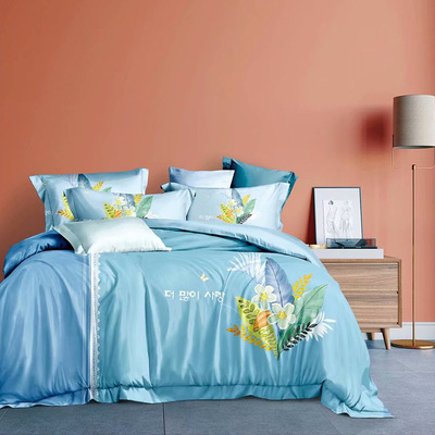 纯棉四件套活性大版花全棉四件套精梳棉床上用品斜纹棉可参观工厂