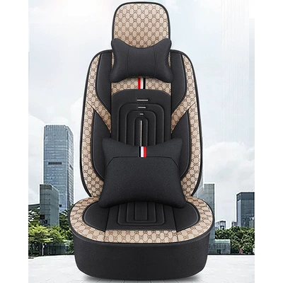 Seat cushion, seat cover: Linen Material for Sany, Doosan - gold-deluxe-edition-single-seat