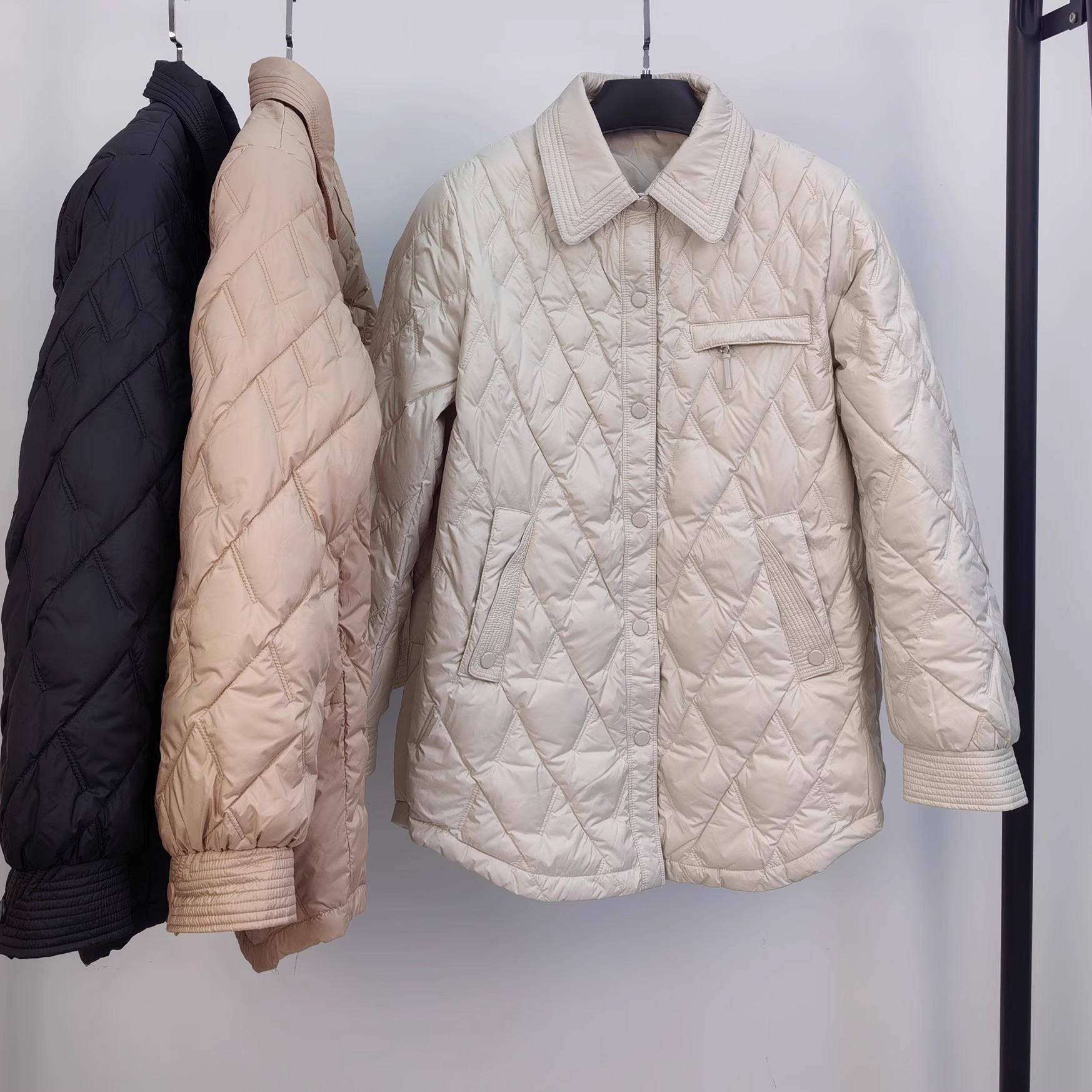 Lightweight 90 White Duck down Jacket for Women, Mid-Length 2025 New Style, Shirt Collar, Loose Korean Fashion Autumn and Winter Coat